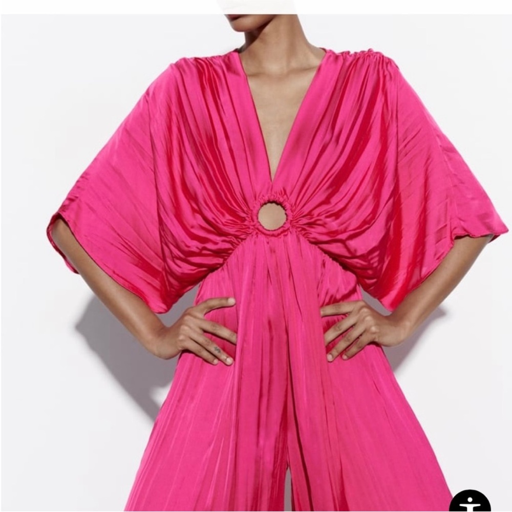 Zara Vibrant Pink Plunge jumpsuit